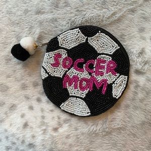 Soccer Mom 4.5” Beaded Coin Purse w/Zipper